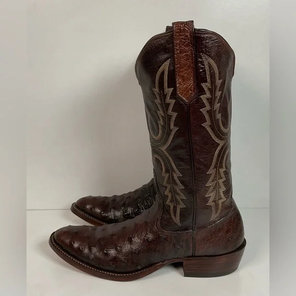 Rios Of Mercedes Tobacco Brown Ostrich Cowboy Boots Men’s 8.5 B | Women’s 9.5 - Picture 11 of 16